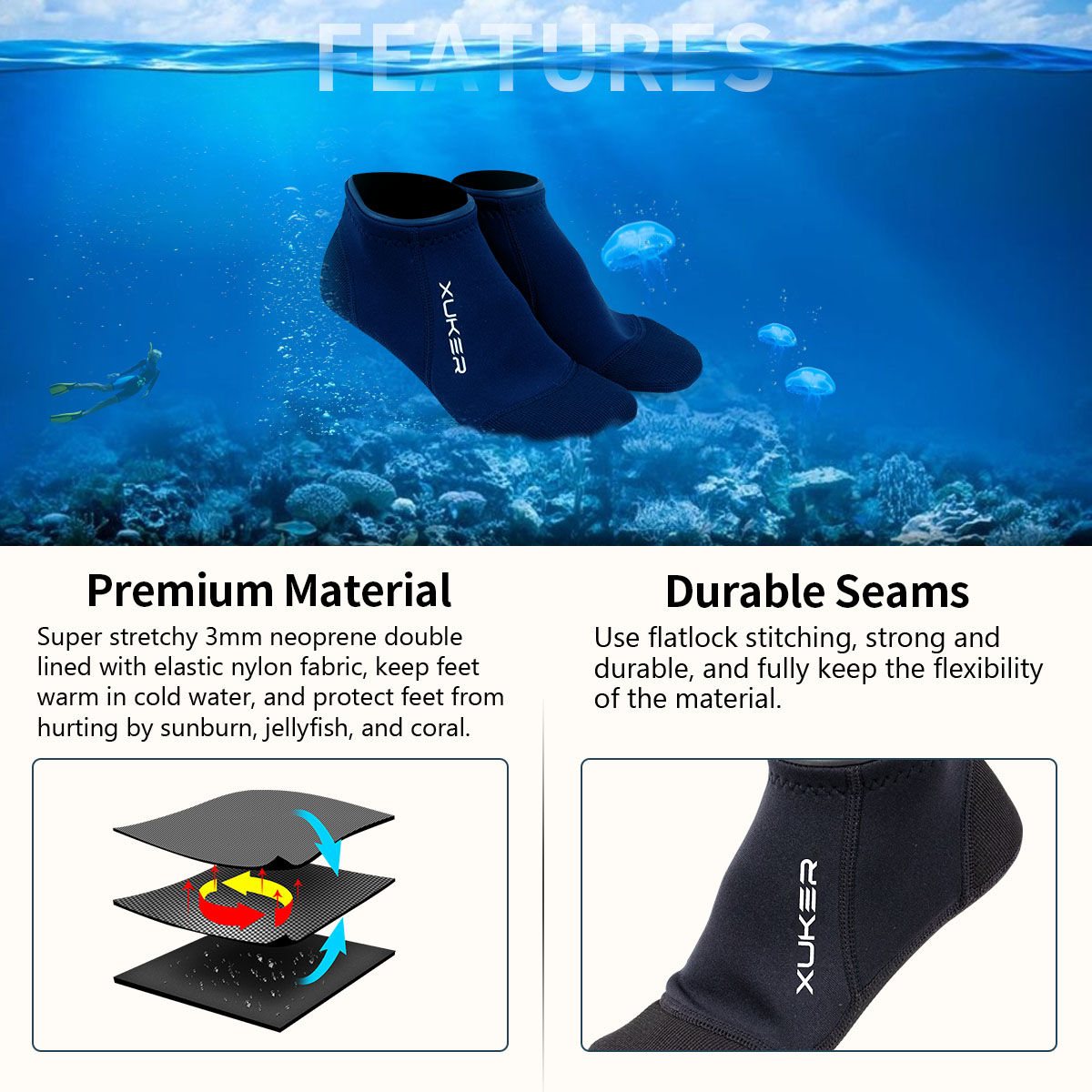 3mm Neoprene Socks Beach Volle - Snorkel Dry Top review and price